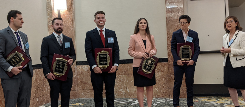 2L Rocco Basile (center) with other awardees of the Los Angeles chapter of the Federal Bar Association with the Judge Barry Russel Award 