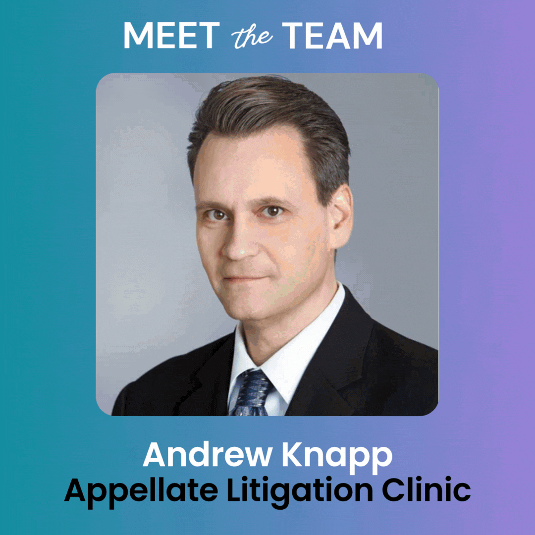 Meet the Legal Clinic Team GIF featuring Andrew Knapp, Tess Feldman, Jenny Rodriguez-Fee, Julia Vazquez, Orly Ravid, Kaimi Wenger, Matthew Nussbaum, Rebecca Fischer, Andrea Ramos, Laura Wesley