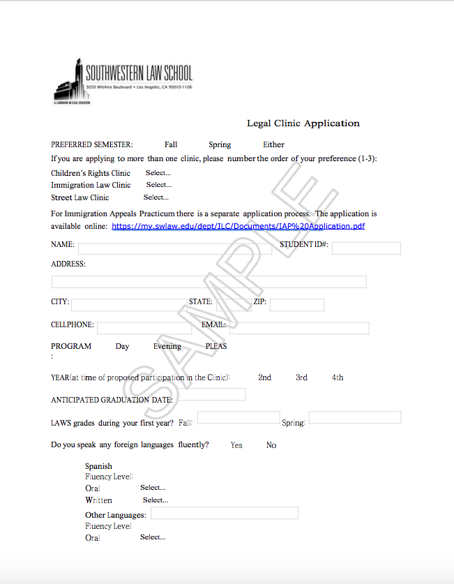 Sample Law Student Application