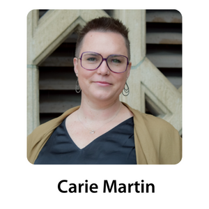 JHP Fellow Carie Martin headshot with text "Carie Martin" below