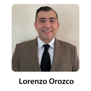 JHP Fellow Lorenzo Orozco headshot with text "Lorenzo Orozco" below