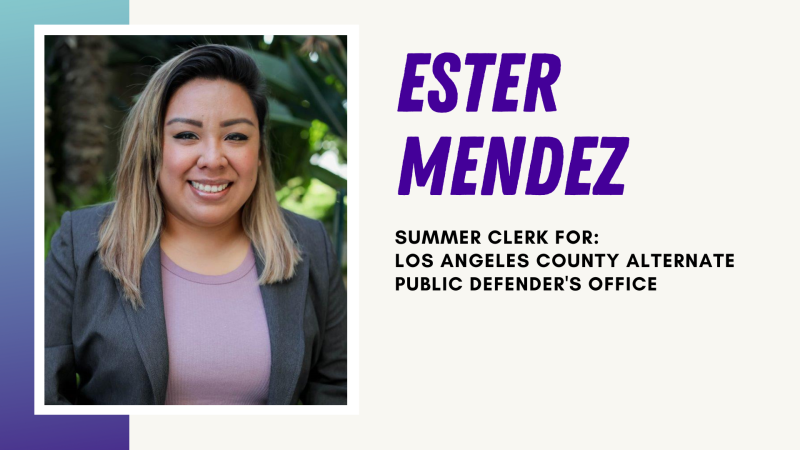 Ester Mendez Summer Clerk for: Los Angeles County Alternate Public Defender's Office
