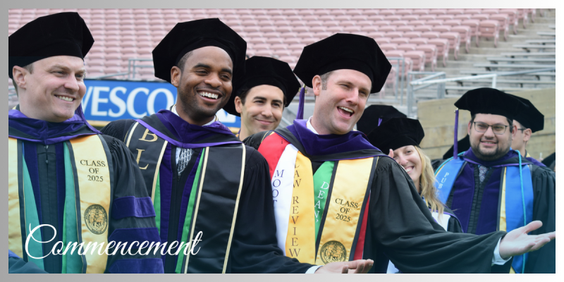 Three Southwestern graduates smiling off to the side with arms outreached