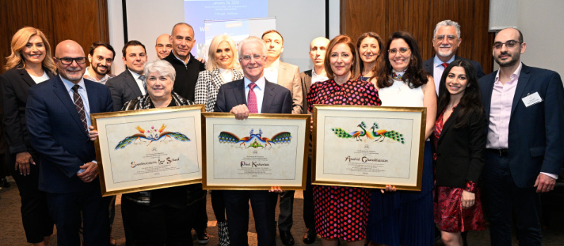 Dean Darby Dickerson and Vice Dean Anahid Gharakhanian Accepting Armenian Bar Association Award