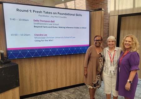 Prof. Thompson-Bell (left) with two other speakers at the ALWD Innovative Teaching Workshop at the LWI Biennial Conference at the University of Minnesota Law School.