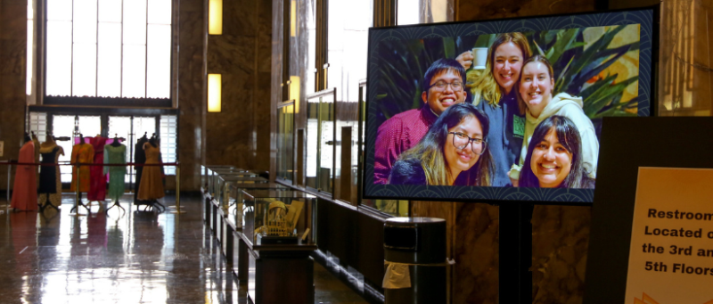 Bullocks Wilshire lobby with slideshow