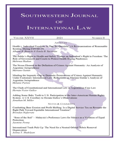 Cover of Southwestern Journal of International Law Vol. 27 No. 2
