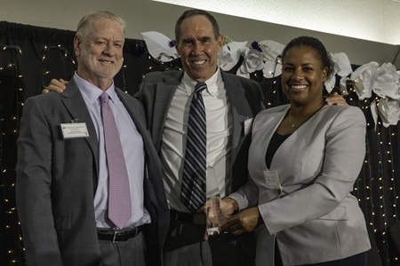 Prof. Cameron (left) at the 2026 Beacon of Justice Award Gala with the Honorable Dean D. Pregerson (Ret.)