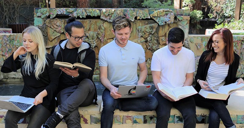 Image - SCALE Students Studying by the Fountain