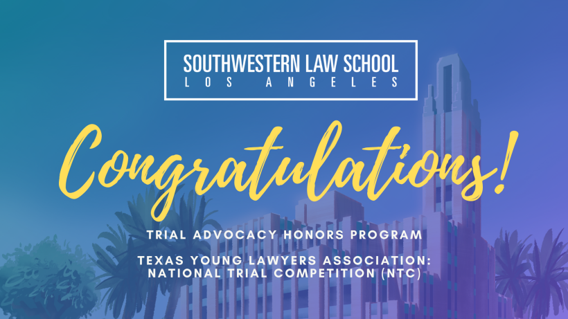 Image - Congratulations Trial Advocacy Honors Program - Texas Young Lawyers Association National Trial Competition