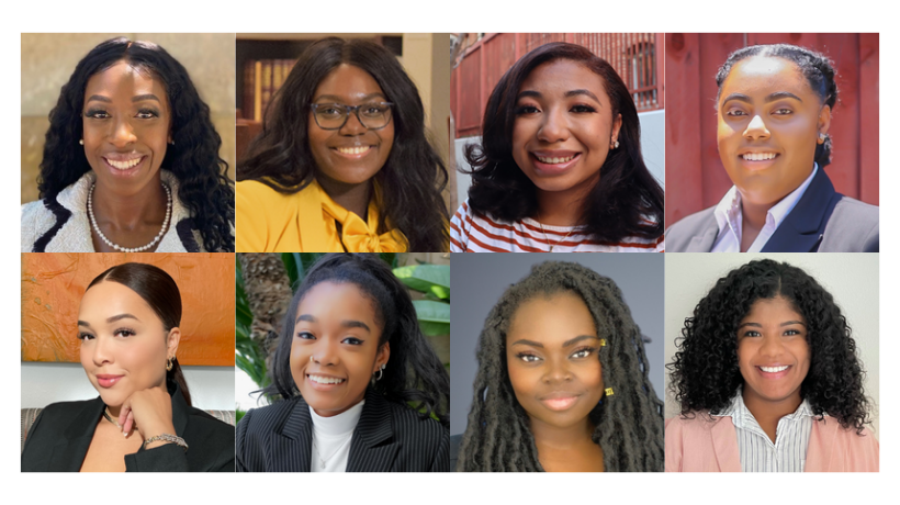 Image - BLSA 2022 Board Members - A.B. Burns-Tucker, Sydney Woods, Josie Deese, Alexis Stoker,  Alexzia Alvarenga-Haynes, Angel Ransby, Mawuena Teiko, and Rashara Brown