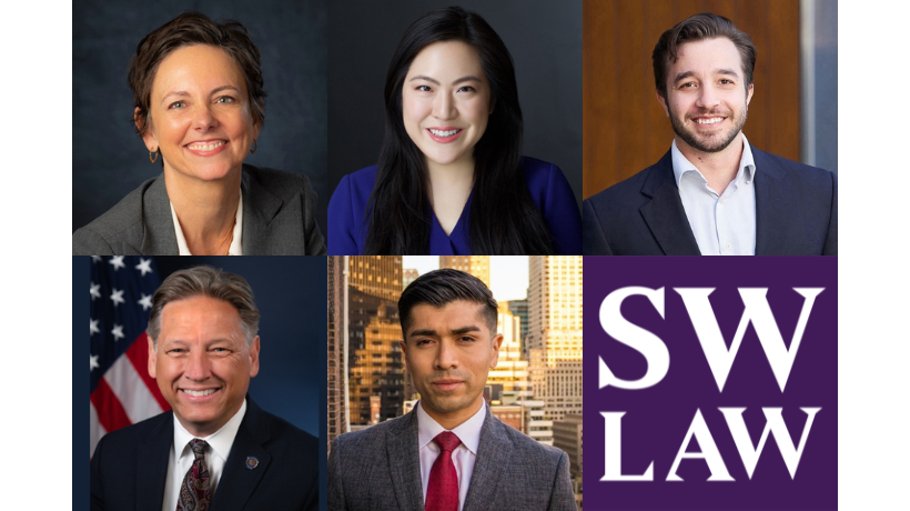 Collage of new faculty headshots: Yvette Lindgren, Tiffany Li, Alex Chemerinsky, Phillip A. Talbert, Kenneth R. Carbajal 