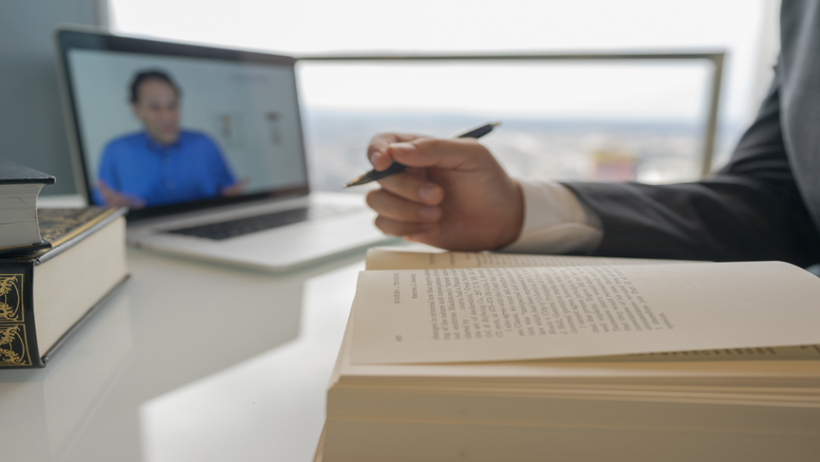 Image of student watching online lecture