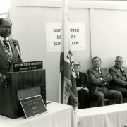 Mayor Tom Bradley presides over the Southwestern Time Capsule ceremony in 1978.