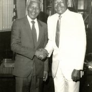 Mayor Bradley greets Nelson Mandela