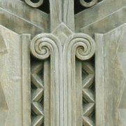 Copper scrollwork on top of awnings