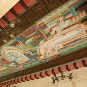 Spirit of Transportation mural on ceiling of Porte Cochere