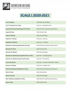 Academic Calendars Southwestern Law School csun academic calendar spring 2021