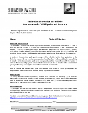 Image - Registration Form for J.D. Concentration in Civil Litigation and Advocacy