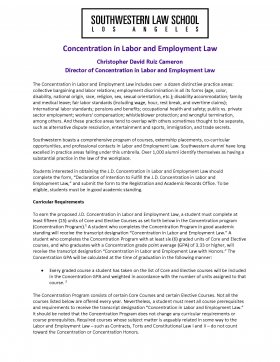 Image - Concentration in Labor and Employment Law Flyer