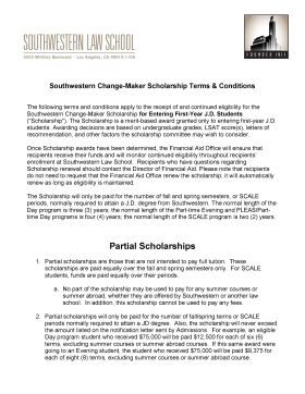 Southwestern Change-Maker Scholarship Front Page