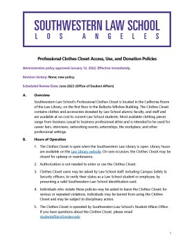 Professional Clothes Closet Policy 7.7.22 Front page