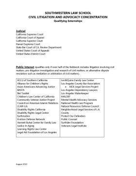 Externships for Civil Litigation and Advocacy J.D. Concentration Front Page