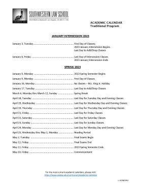 First page of Spring 2022-2023 Academic Calendar