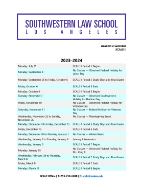 SCALE II 2023-2024 Academic Calendar