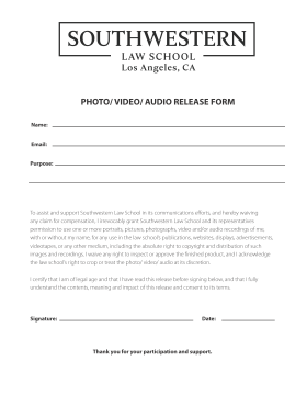 Southwestern Law School Photo & Video Release Form