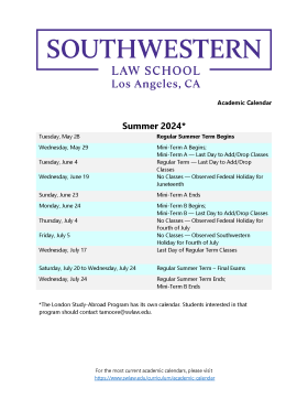 Summer 2024-25 Academic Calendar