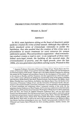 Prosecuting Poverty Criminalizing Care First page