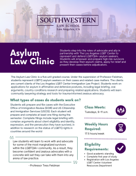 Asylum Law Clinic Flyer Front Page