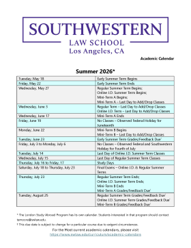 Summer 2026-27 Academic Calendar