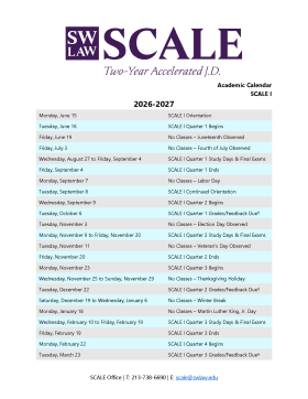SCALE I 2026-2027 Academic Calendar