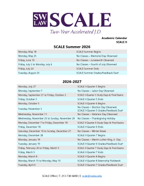SCALE II 2026-2027 Academic Calendar