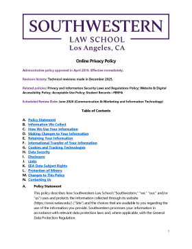 Online Privacy Policy First Page