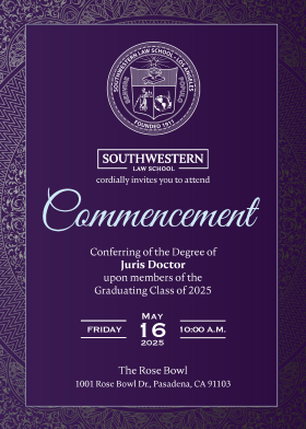 2026 SWLAW Commencement J.D. Invitation
