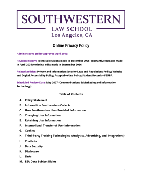 Online Privacy Policy First Page