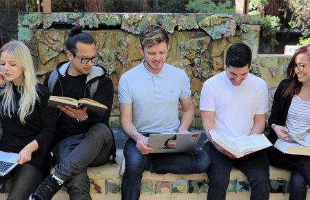 Image - SCALE Students Studying by the Fountain