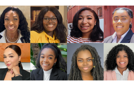 Image - BLSA 2022 Board Members - A.B. Burns-Tucker, Sydney Woods, Josie Deese, Alexis Stoker,  Alexzia Alvarenga-Haynes, Angel Ransby, Mawuena Teiko, and Rashara Brown