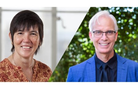 Collage of Professors Danielle Hart and John Heilman's headshots