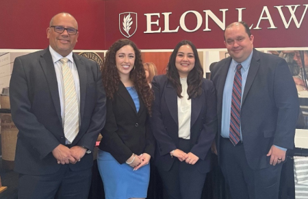 Moot Court Team Elon Vianney Munoz, Stevie Thackeray, and Phillip Schuler