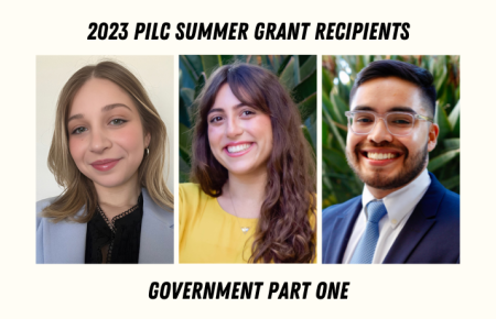 2023 PILC Grant Recipients working in Government Part One Collage of Shadi Azad, Karin Bachar, and Edwin Giron-Montenegro headshots