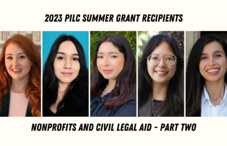 Meet our 2023 PILC Grant Recipients Working in Nonprofits and Civil Legal Aid – Part Two collage of five students