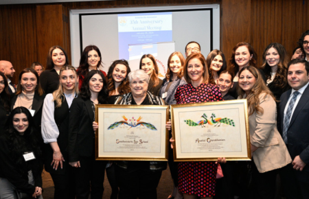 Anahid Gharakhanian and Darby Dickerson accepting Armenian Bar Association Award