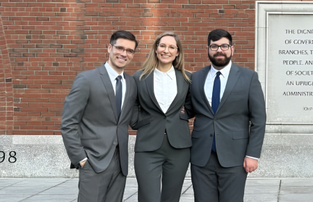 Moot Court Team ABA Aria Beizai, 2L Jeremy Davison, and 3L Piper Hinson