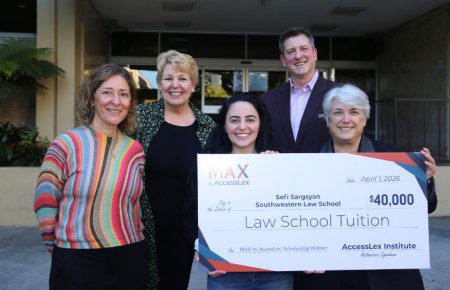 Sofi Sargsyan posing with large check with Dean Gharakhanian, Suzanne Kunz, Dean Darby, and Justin Zieman