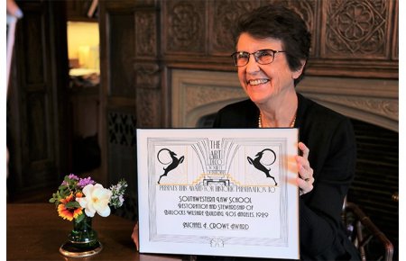 Dean Susan Westerberg Prager with Michael F. Crowe Award