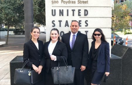 From Left: Matilda Barseeghian, Mikaela Cox, Oliver Vasquez ‘00 (coach) and Rita Dilorenzo